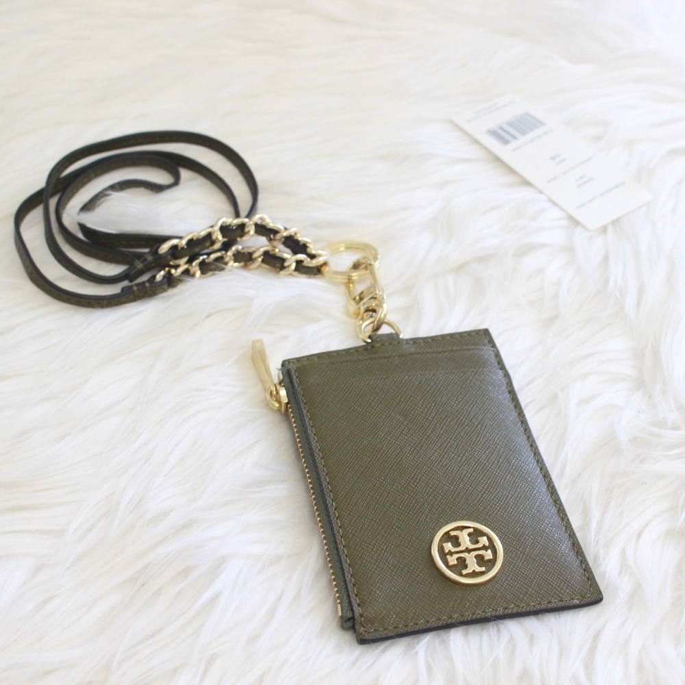 Tory Burch Robinson Lanyard- olive green. Like NEW